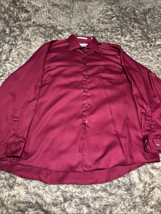Geoffrey Beene Other - Geoffrey Beene Mens L Burgundy Maroon Wrinkle Free Dress Shirt 16.5 34/35